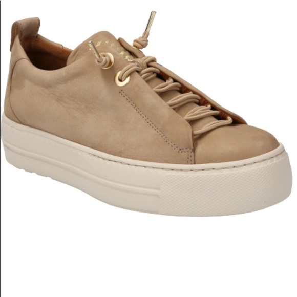 Nubuk Leather Lace Up Platform Sneakers. Tan color. - Picture 4 of 10
